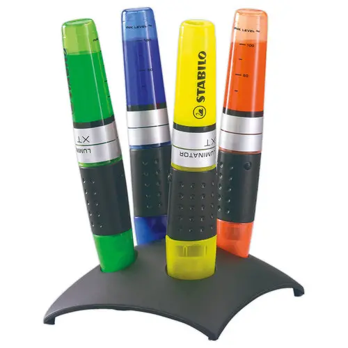 4 Surligneurs LUMINATOR - Encre liquide - Pointe biseautée - Set de bureau - STABILO