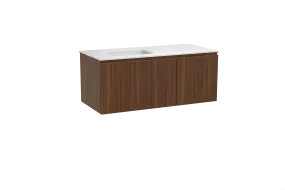 Balmani Sfera meuble salle de bains suspendu 120 x 55 cm noyer américain avec Tablo Arcato plan vasque asymétrique à gauche en s