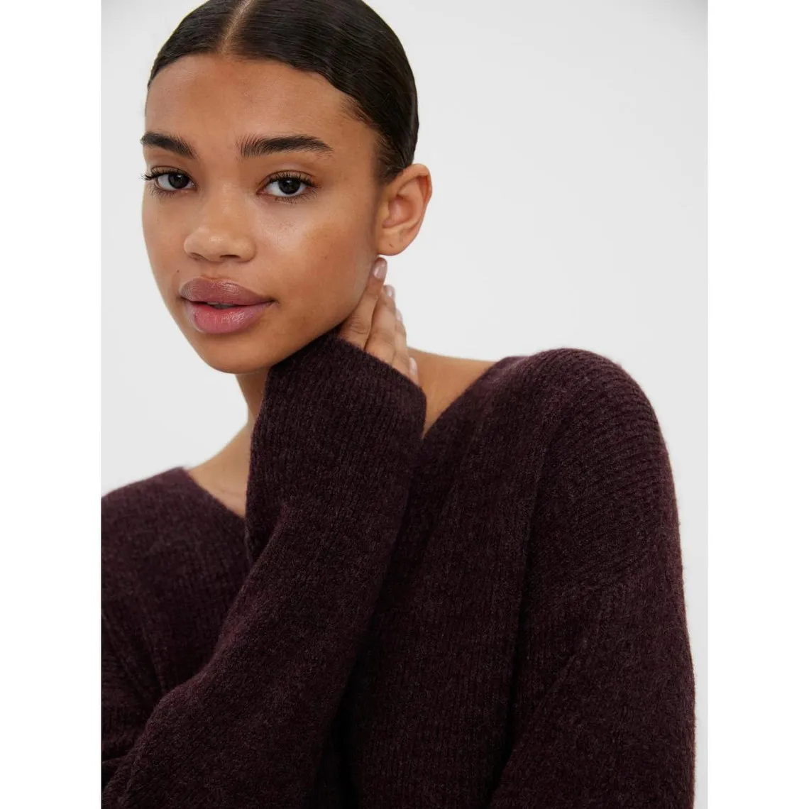 Pull en maille Col en V Manches longues rouge | 3 Suisses